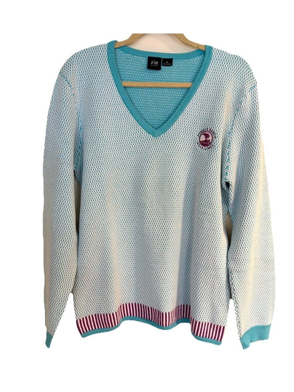 Pebble Beach Golf Links Women’s Golf V Neck Sweater Sz XL N’VO Blue Purple
